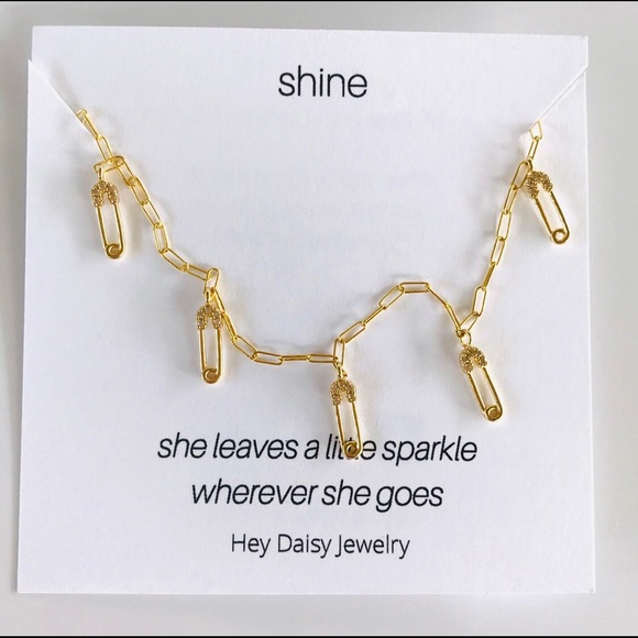 Dainty Safety Pin Gold Filled Necklace - Picture 4 of 4